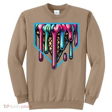 Home Plate Drip Ice Cream Softball & Baseball Sweatshirt