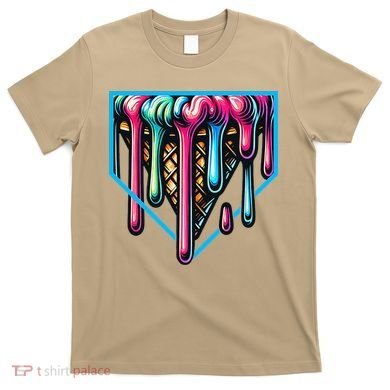 Home Plate Drip Ice Cream Softball & Baseball T-Shirt