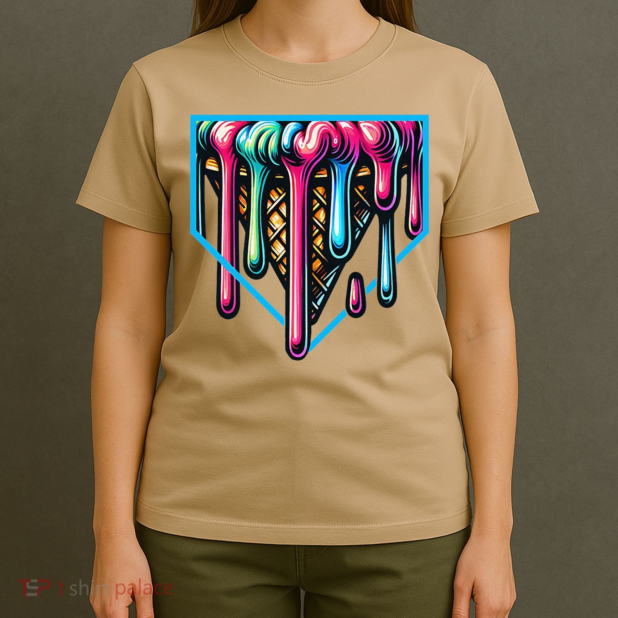 Home Plate Drip Ice Cream Softball & Baseball T-Shirt