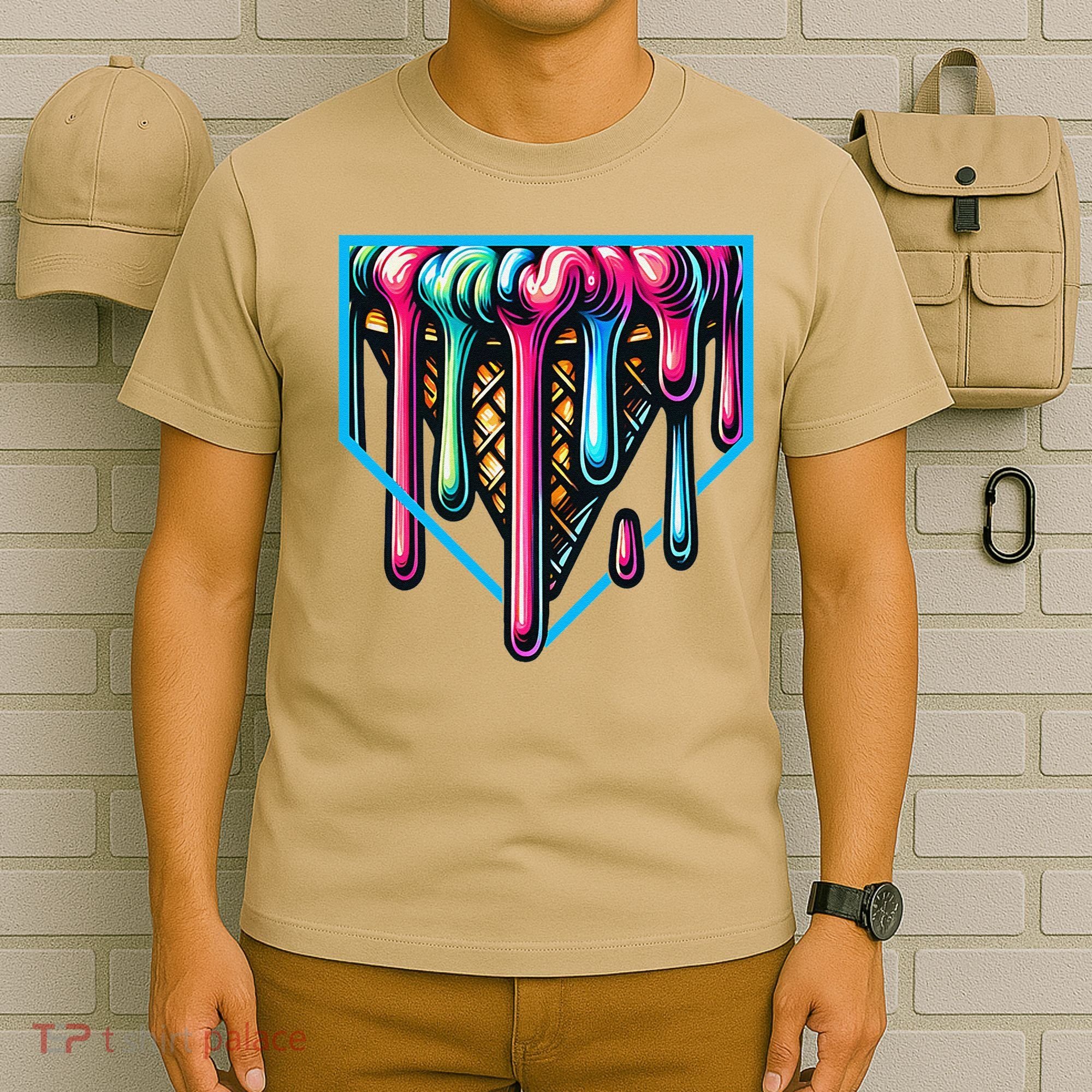 Home Plate Drip Ice Cream Softball & Baseball T-Shirt