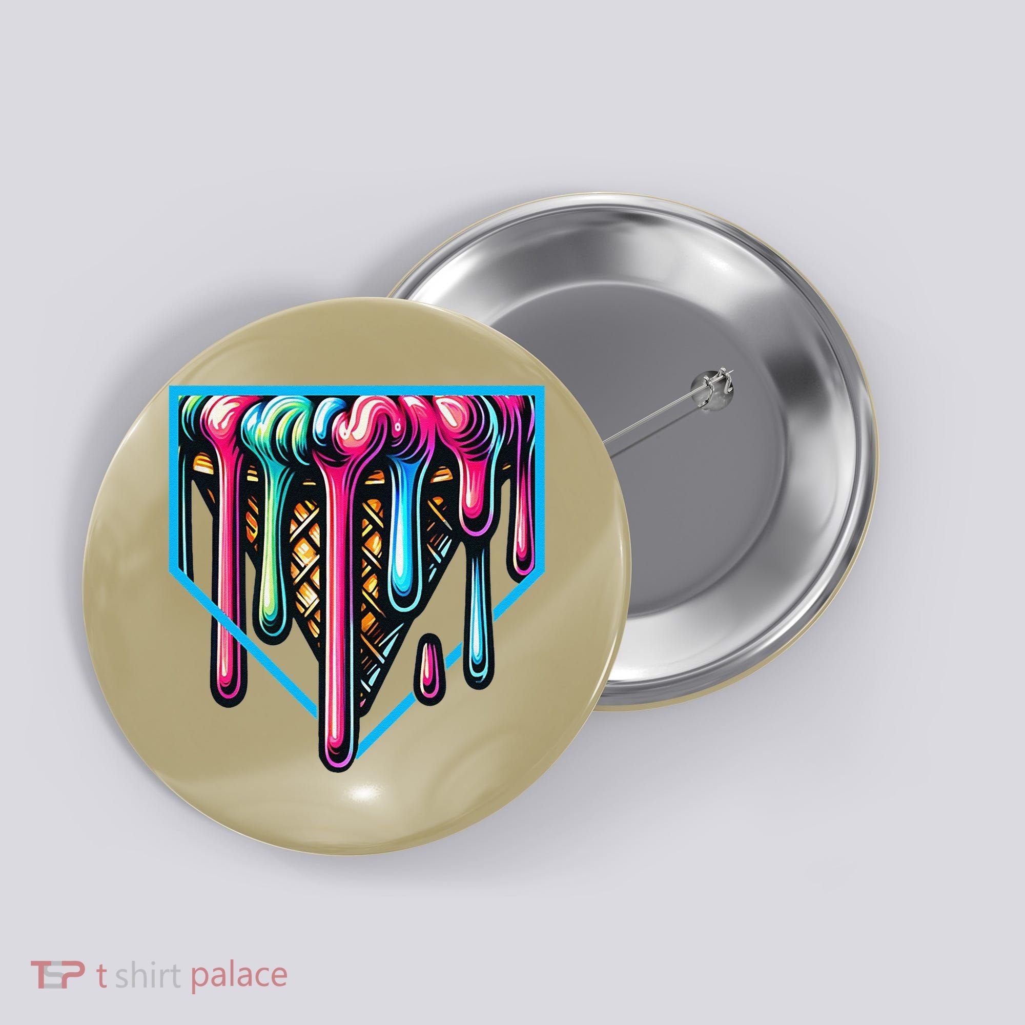 Home Plate Drip Ice Cream Softball & Baseball Button