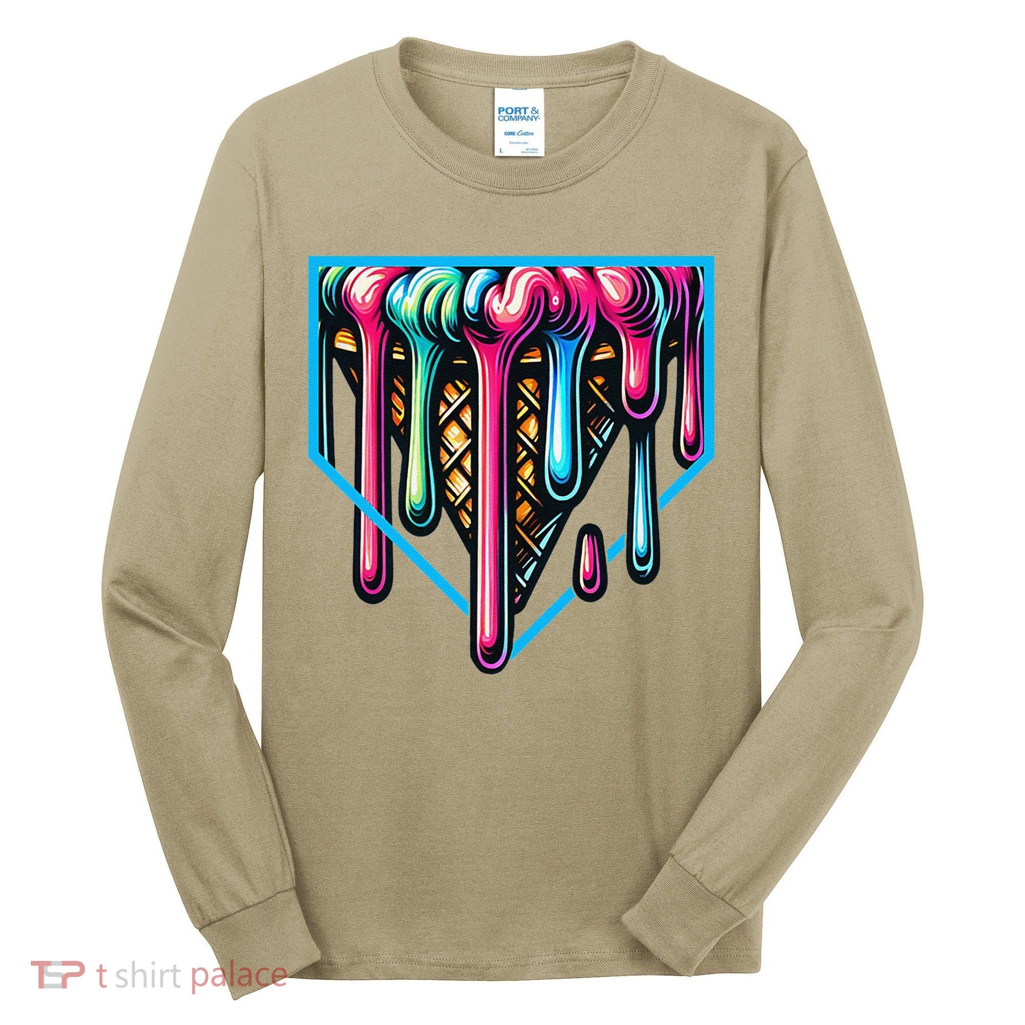 Home Plate Drip Ice Cream Softball & Baseball Tall Long Sleeve Shirt