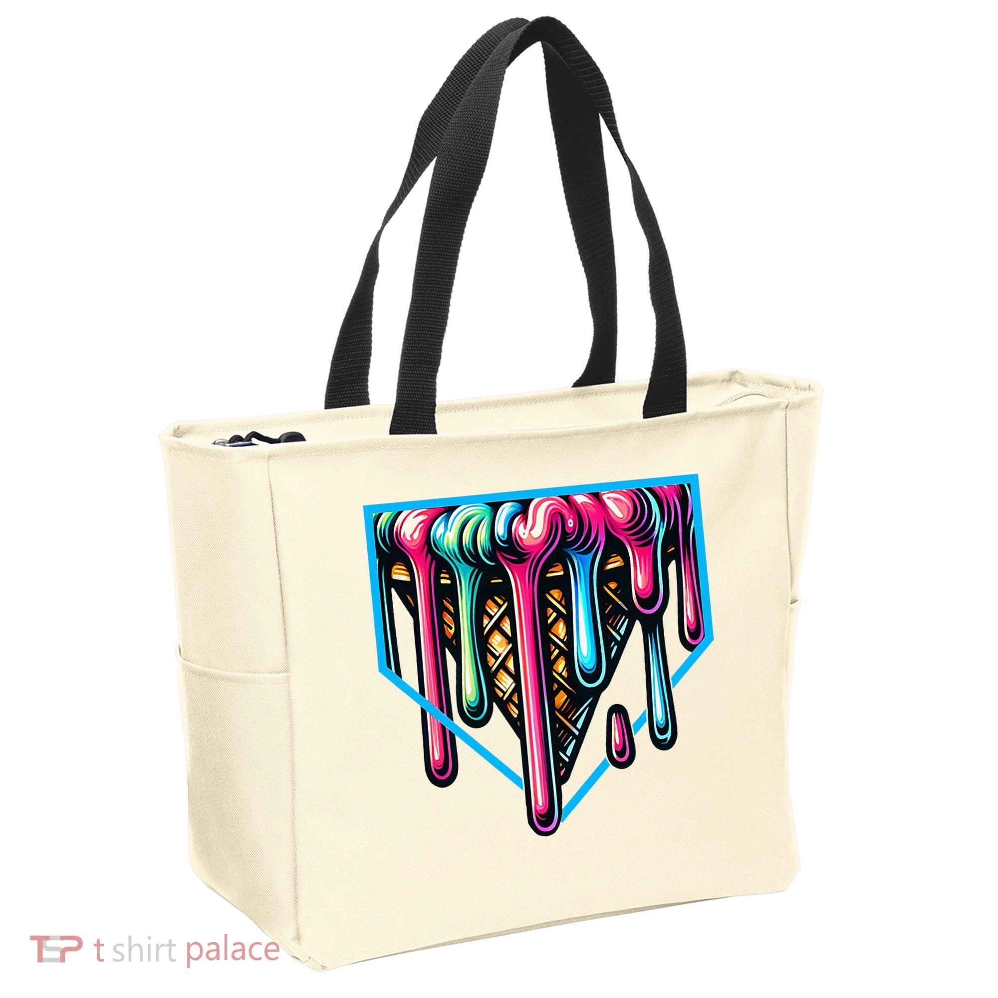 Home Plate Drip Ice Cream Softball & Baseball Tote Bag