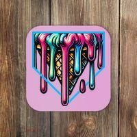 Home Plate Drip Ice Cream Softball & Baseball Coaster thumb 0