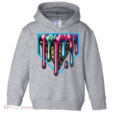 Home Plate Drip Ice Cream Softball & Baseball Toddler Hoodie