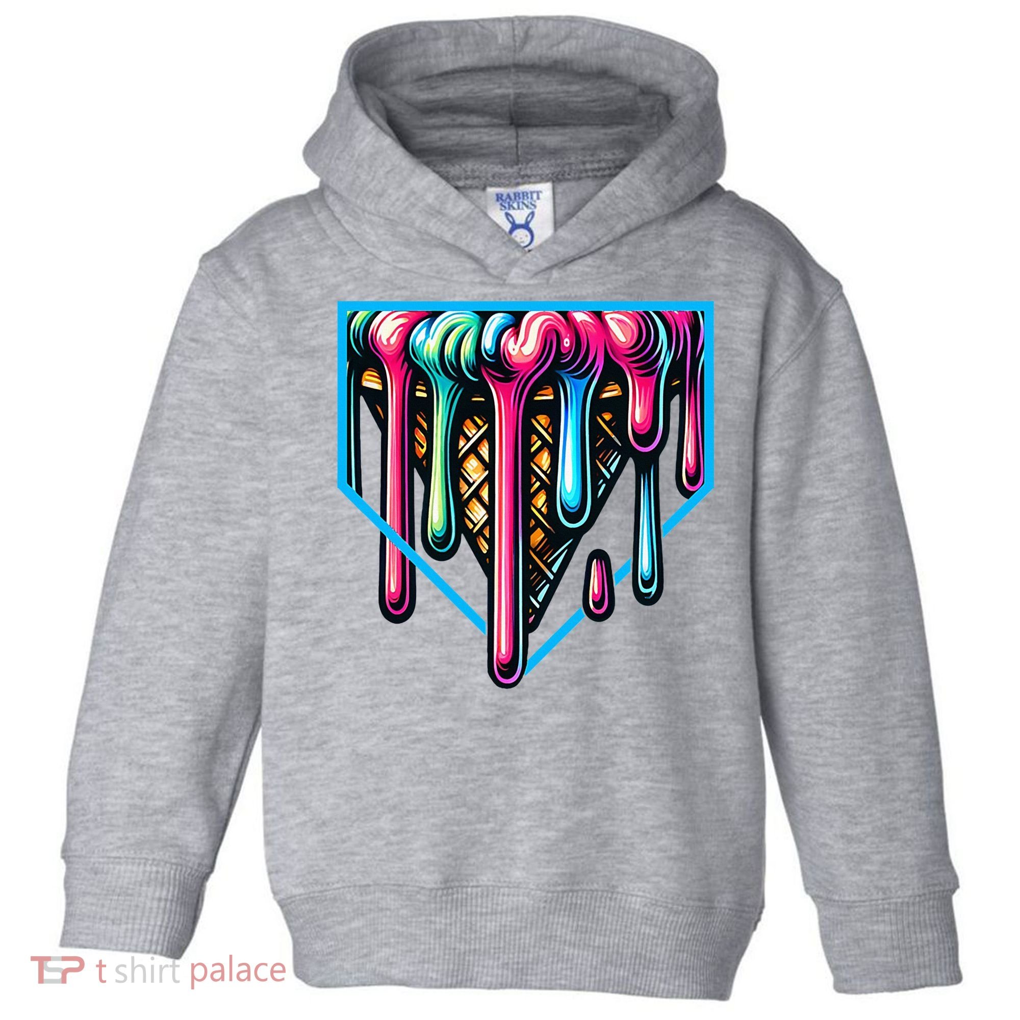 Home Plate Drip Ice Cream Softball & Baseball Toddler Hoodie