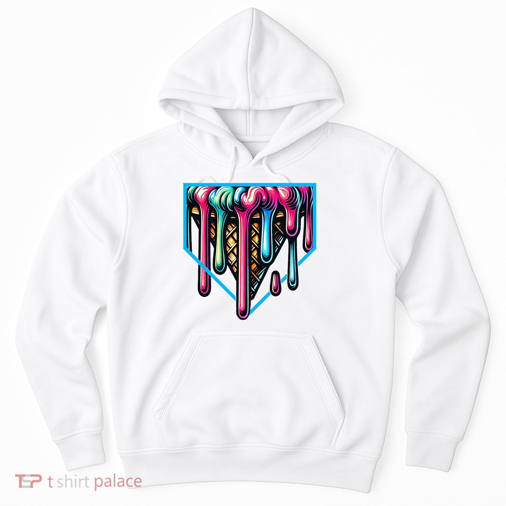 Home Plate Drip Ice Cream Softball & Baseball Hoodie
