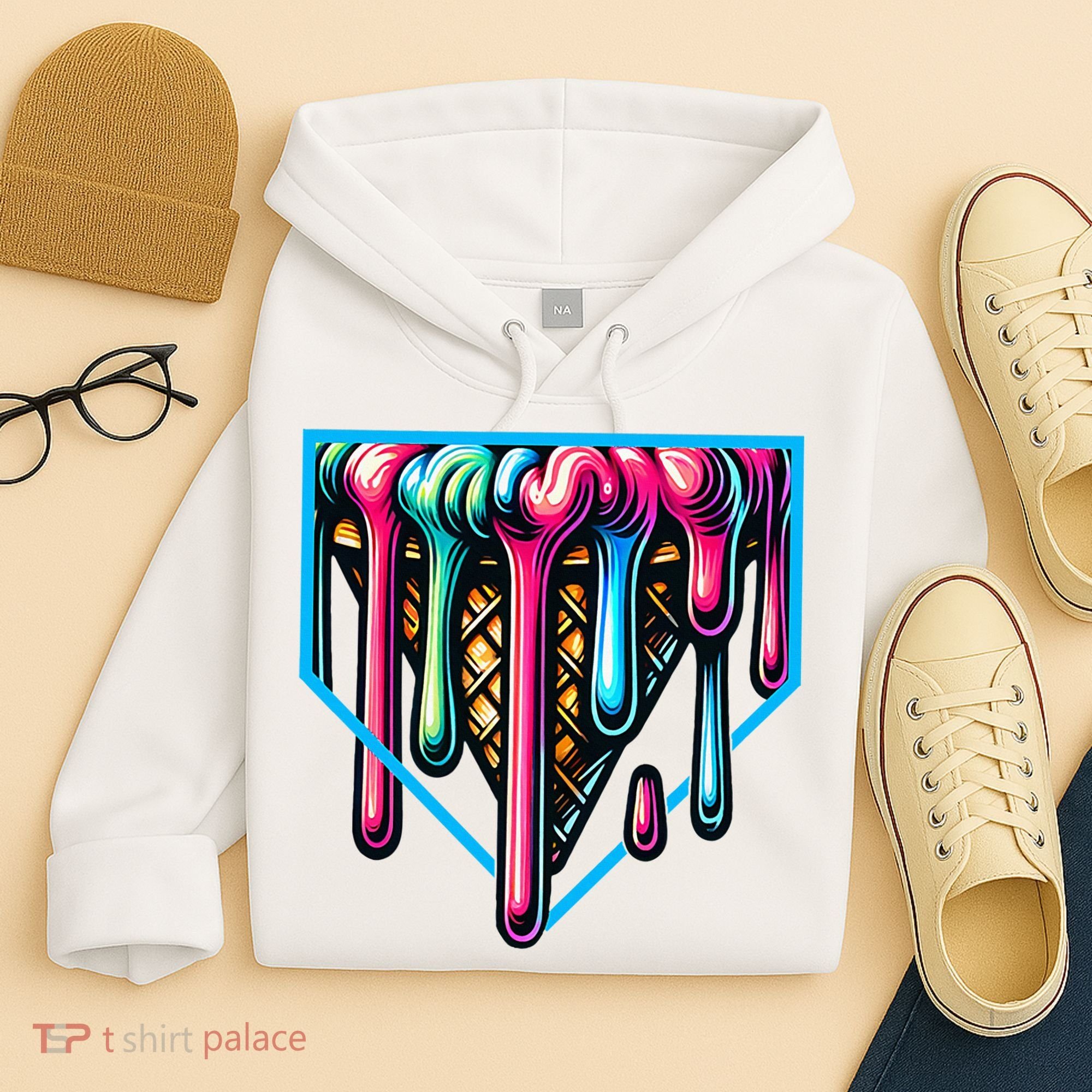 Home Plate Drip Ice Cream Softball & Baseball Hoodie