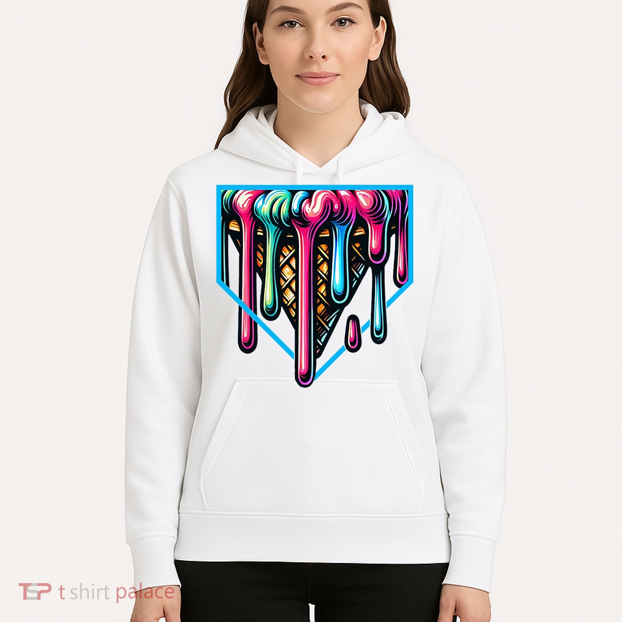 Home Plate Drip Ice Cream Softball & Baseball Hoodie