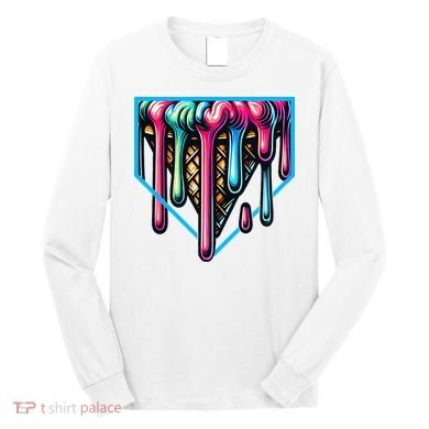 Home Plate Drip Ice Cream Softball & Baseball Long Sleeve Shirt