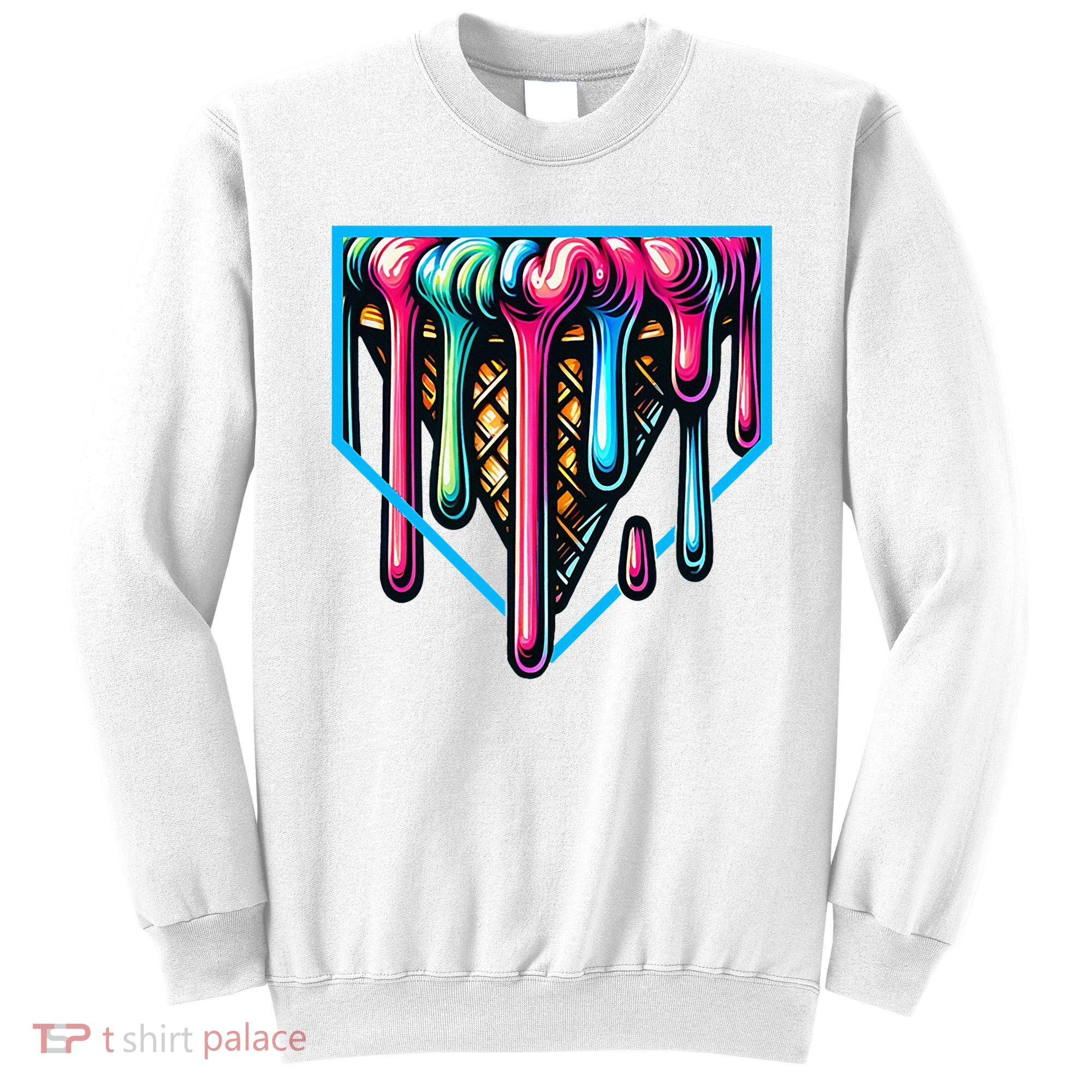 Home Plate Drip Ice Cream Softball & Baseball Sweatshirt