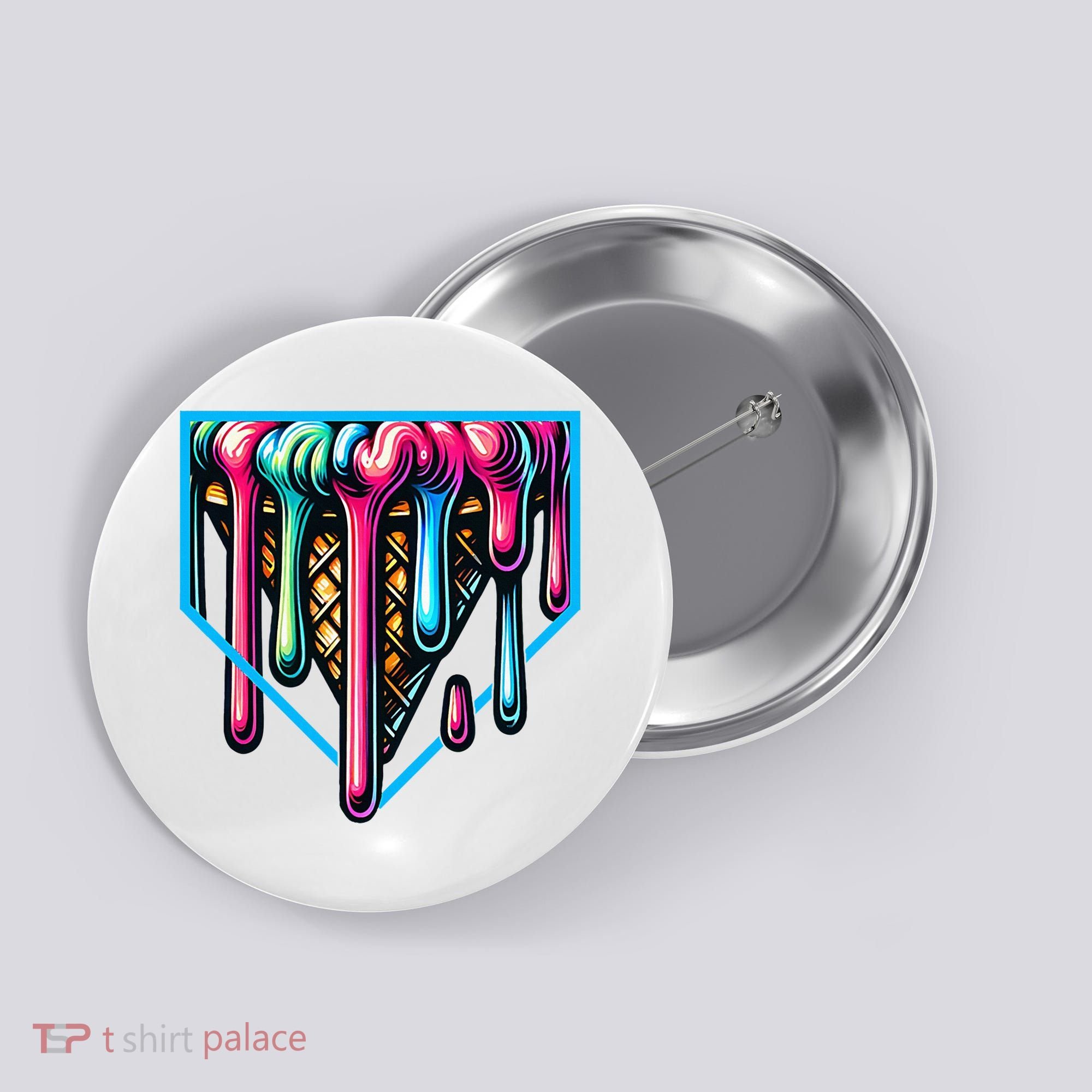 Home Plate Drip Ice Cream Softball & Baseball Button