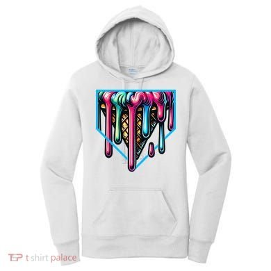 Home Plate Drip Ice Cream Softball & Baseball Women's Hoodie
