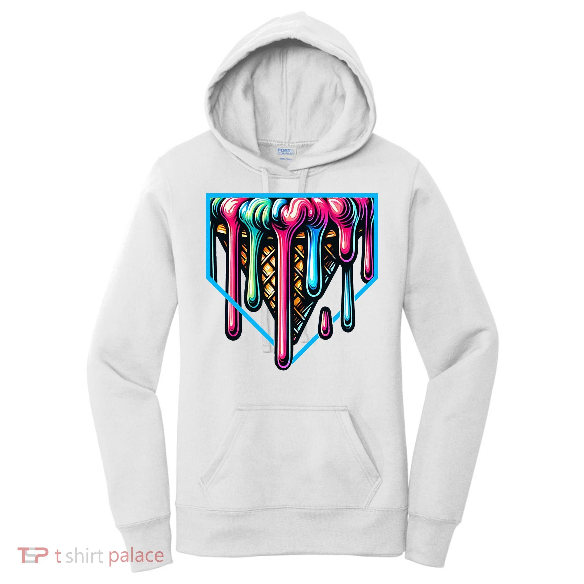 Home Plate Drip Ice Cream Softball & Baseball Women's Hoodie