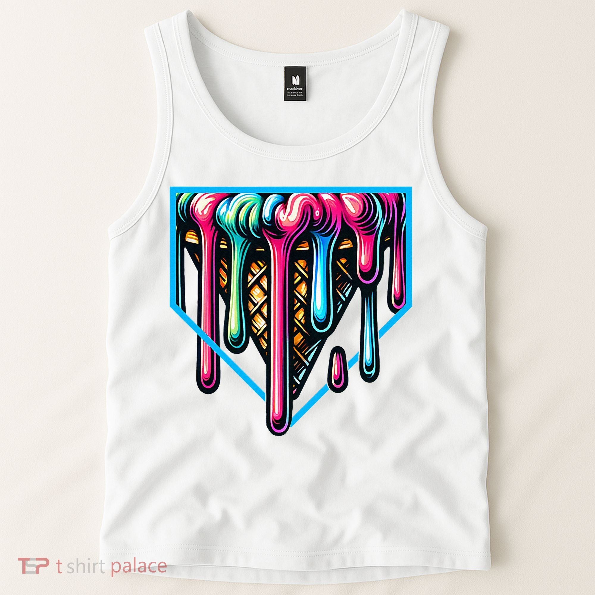 Home Plate Drip Ice Cream Softball & Baseball Tank Top