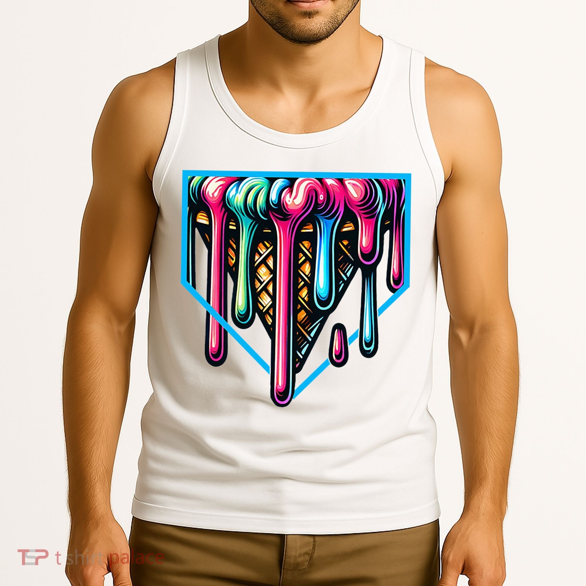 Home Plate Drip Ice Cream Softball & Baseball Tank Top