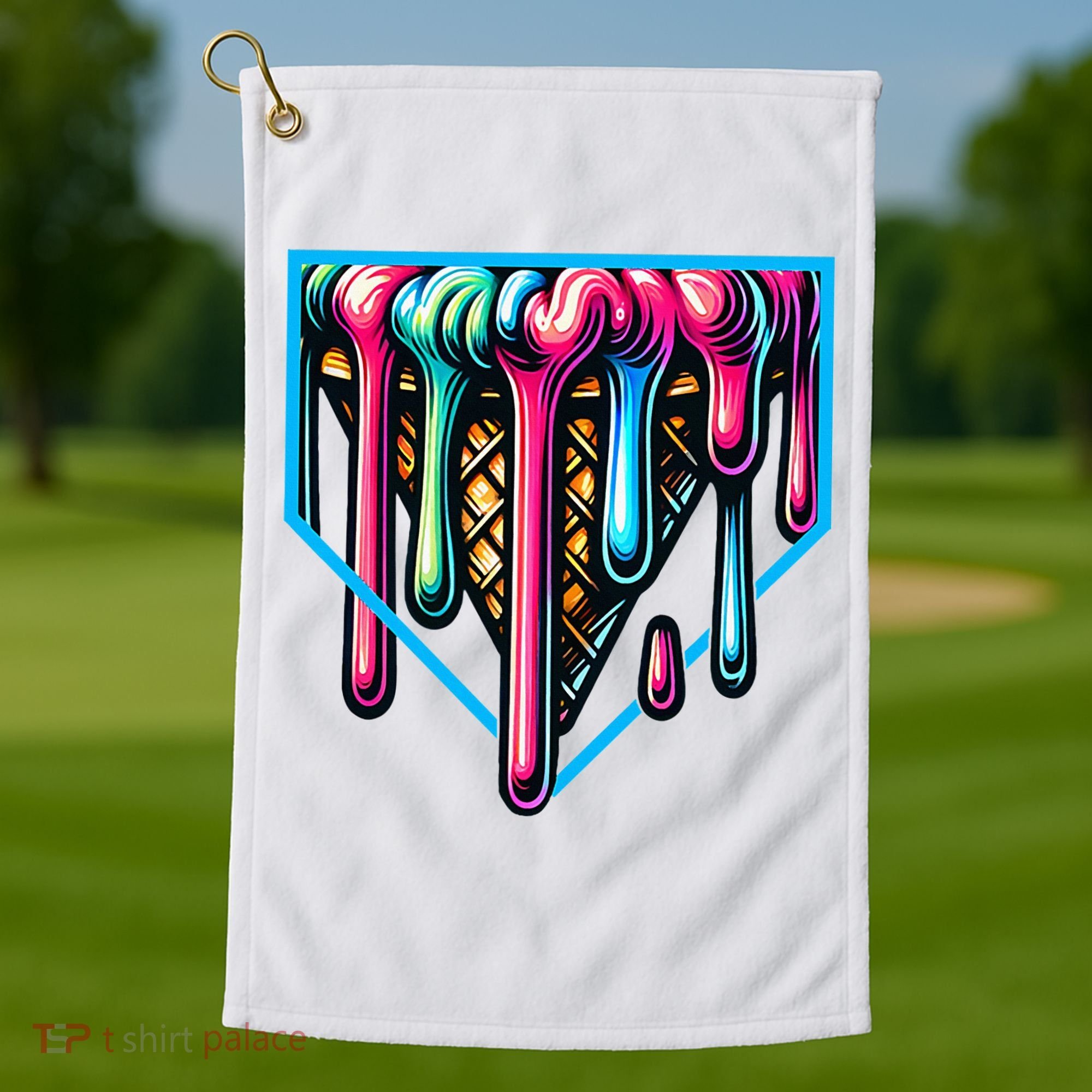 Home Plate Drip Ice Cream Softball & Baseball Golf Towel