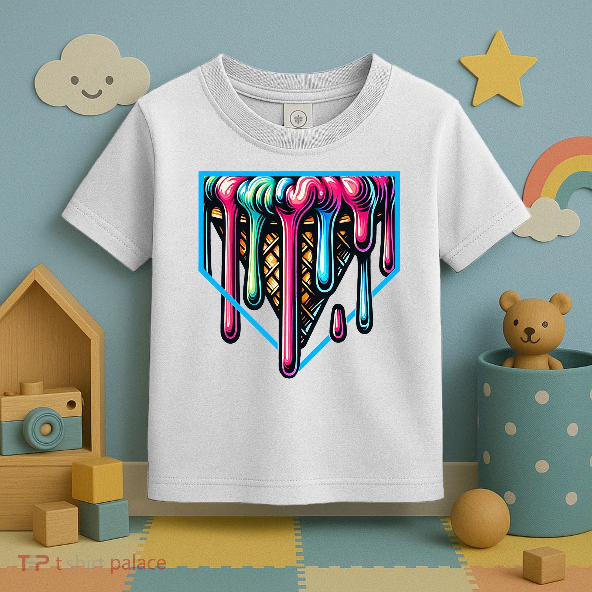 Home Plate Drip Ice Cream Softball & Baseball Toddler T-Shirt