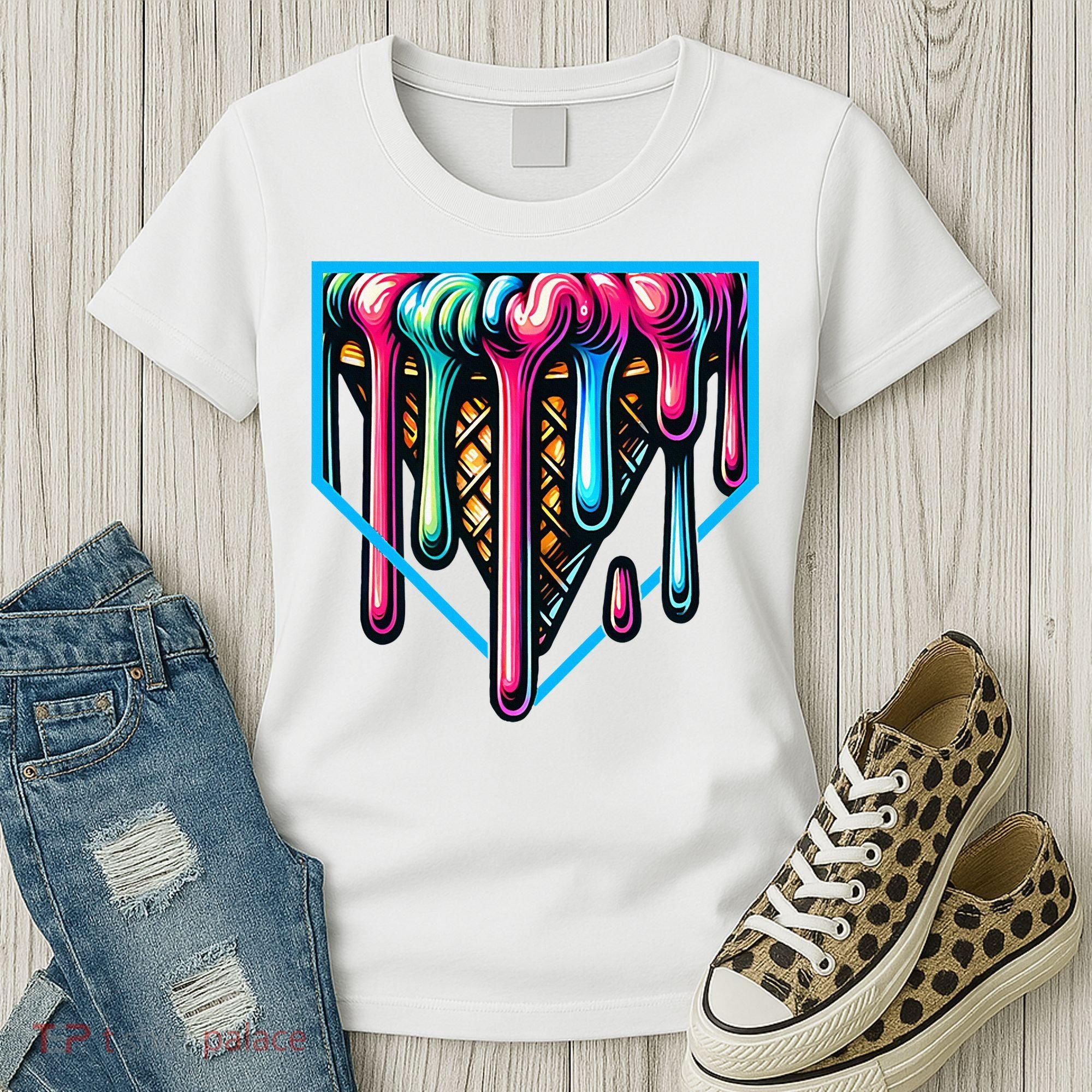 Home Plate Drip Ice Cream Softball & Baseball Women's T-Shirt