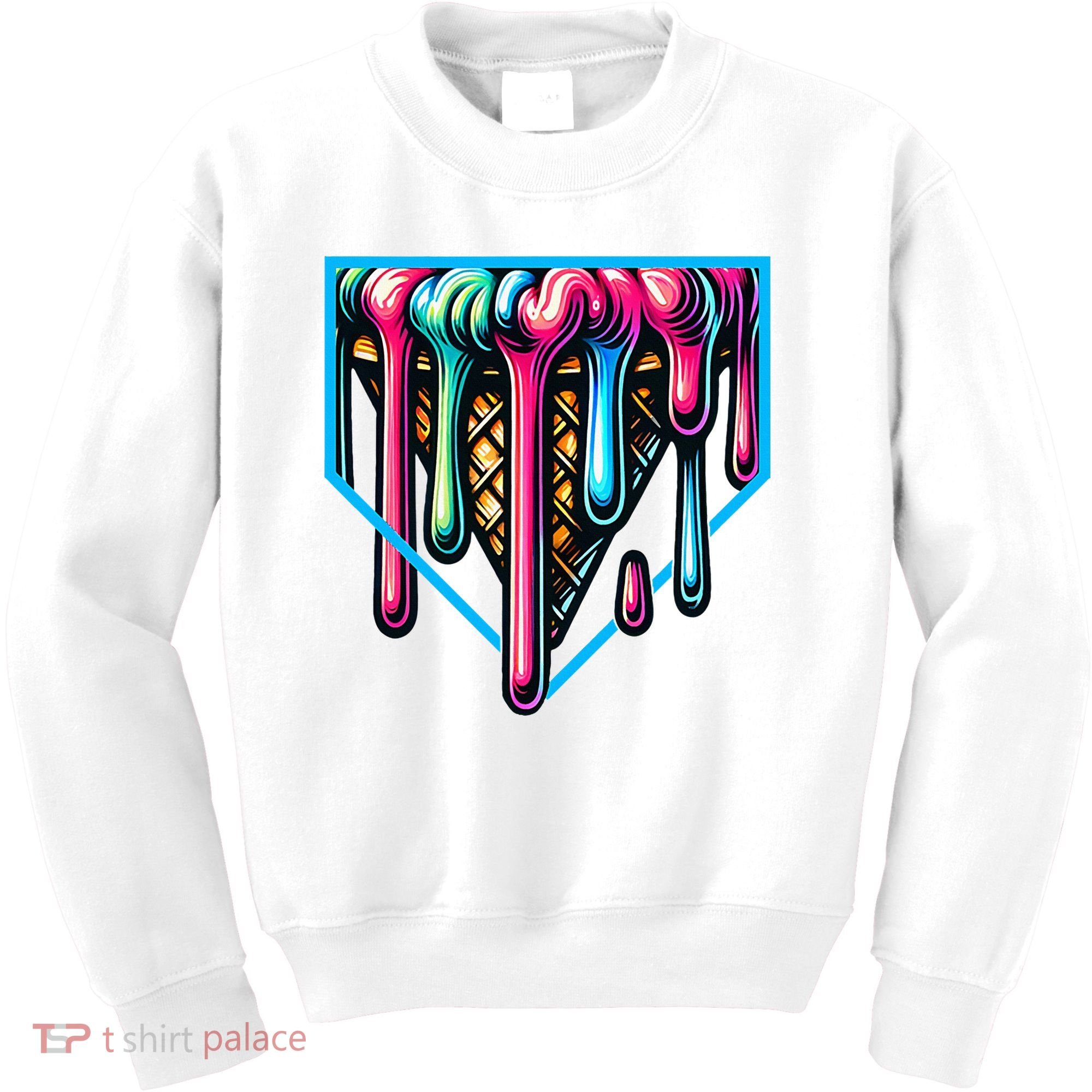 Home Plate Drip Ice Cream Softball & Baseball Kids Sweatshirt