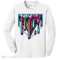 Home Plate Drip Ice Cream Softball & Baseball Kids Long Sleeve Shirt thumb 0
