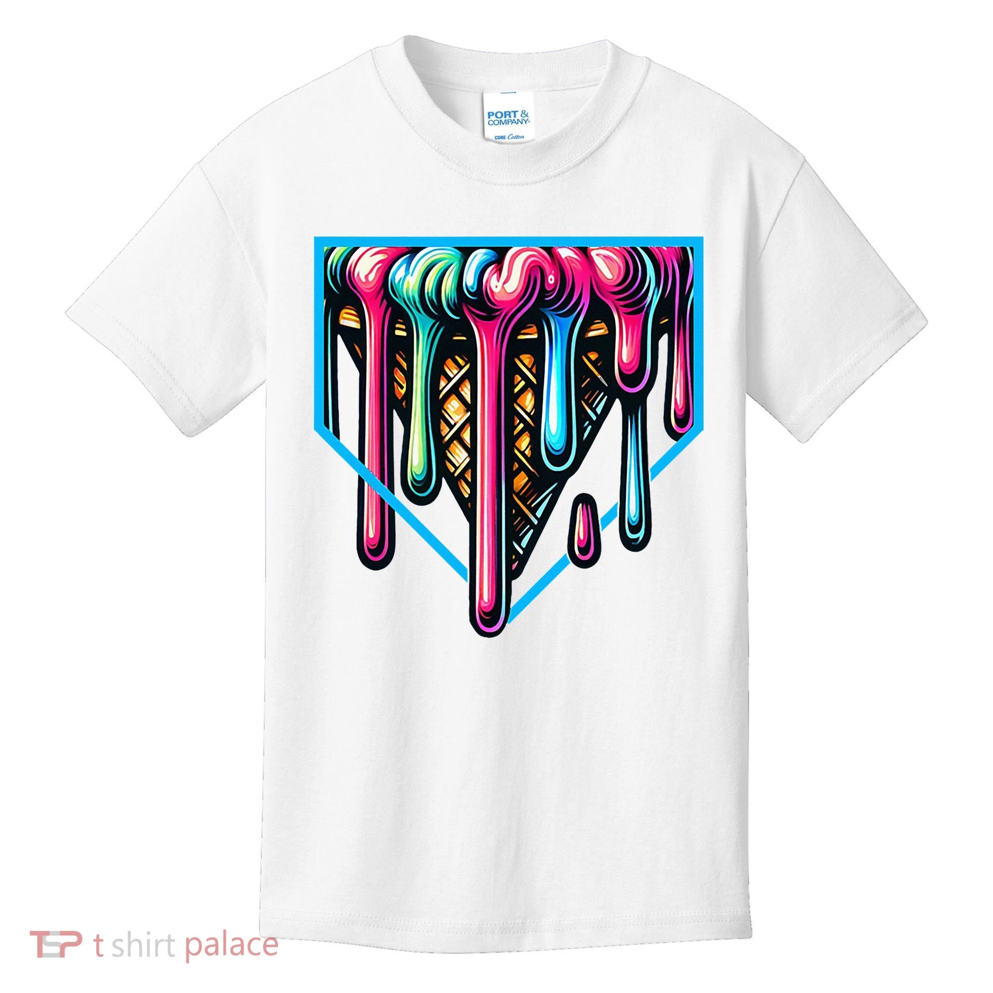 Home Plate Drip Ice Cream Softball & Baseball Kids T-Shirt