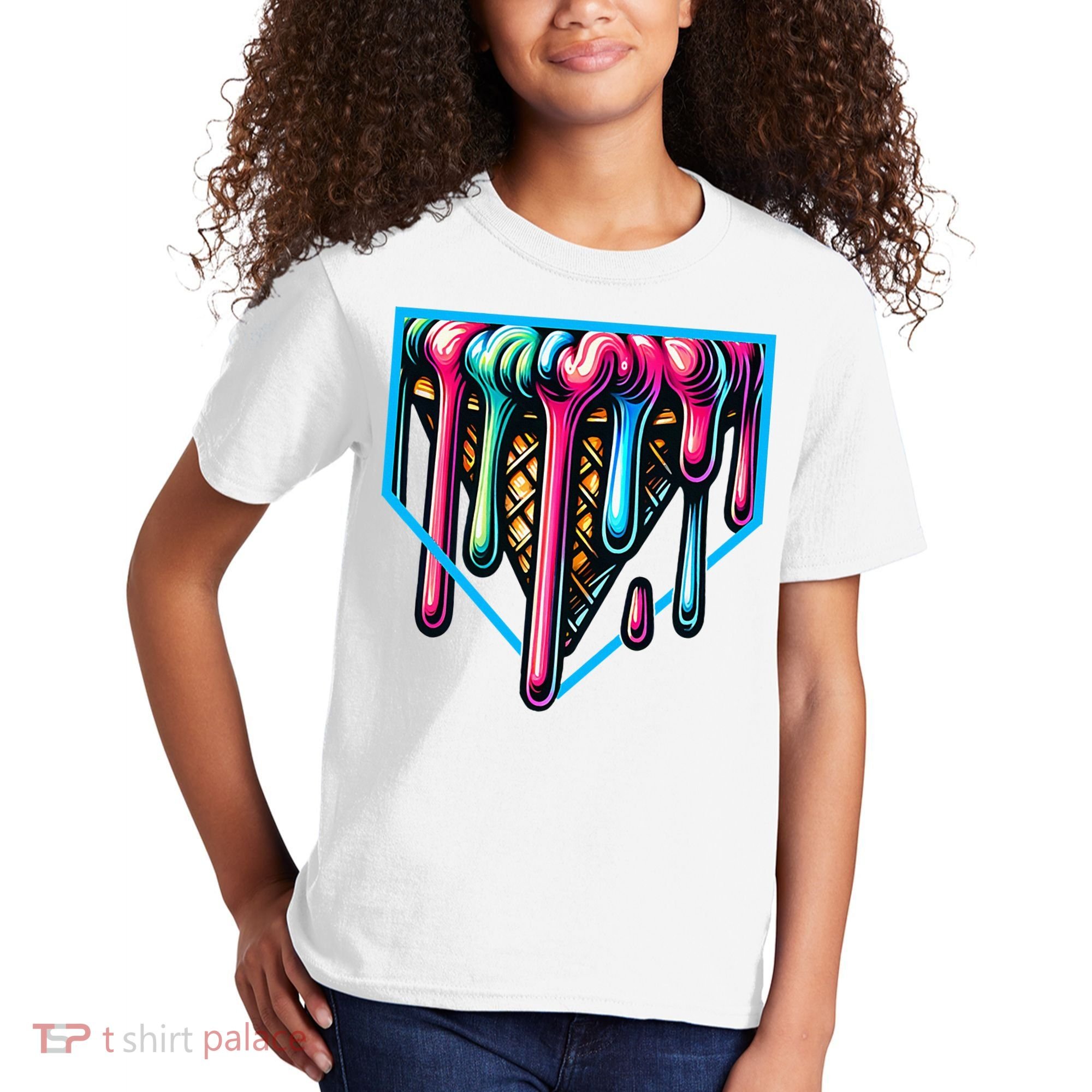 Home Plate Drip Ice Cream Softball & Baseball Kids T-Shirt