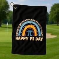 Happy Pi Day Leopard Rainbow Golf Towel thumb 1