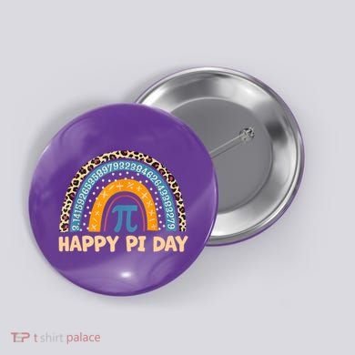 Happy Pi Day Leopard Rainbow Button