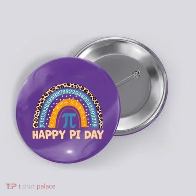 Happy Pi Day Leopard Rainbow Button