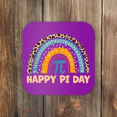 Happy Pi Day Leopard Rainbow Coaster