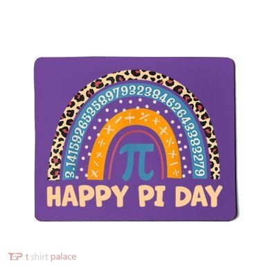 Happy Pi Day Leopard Rainbow Mousepad