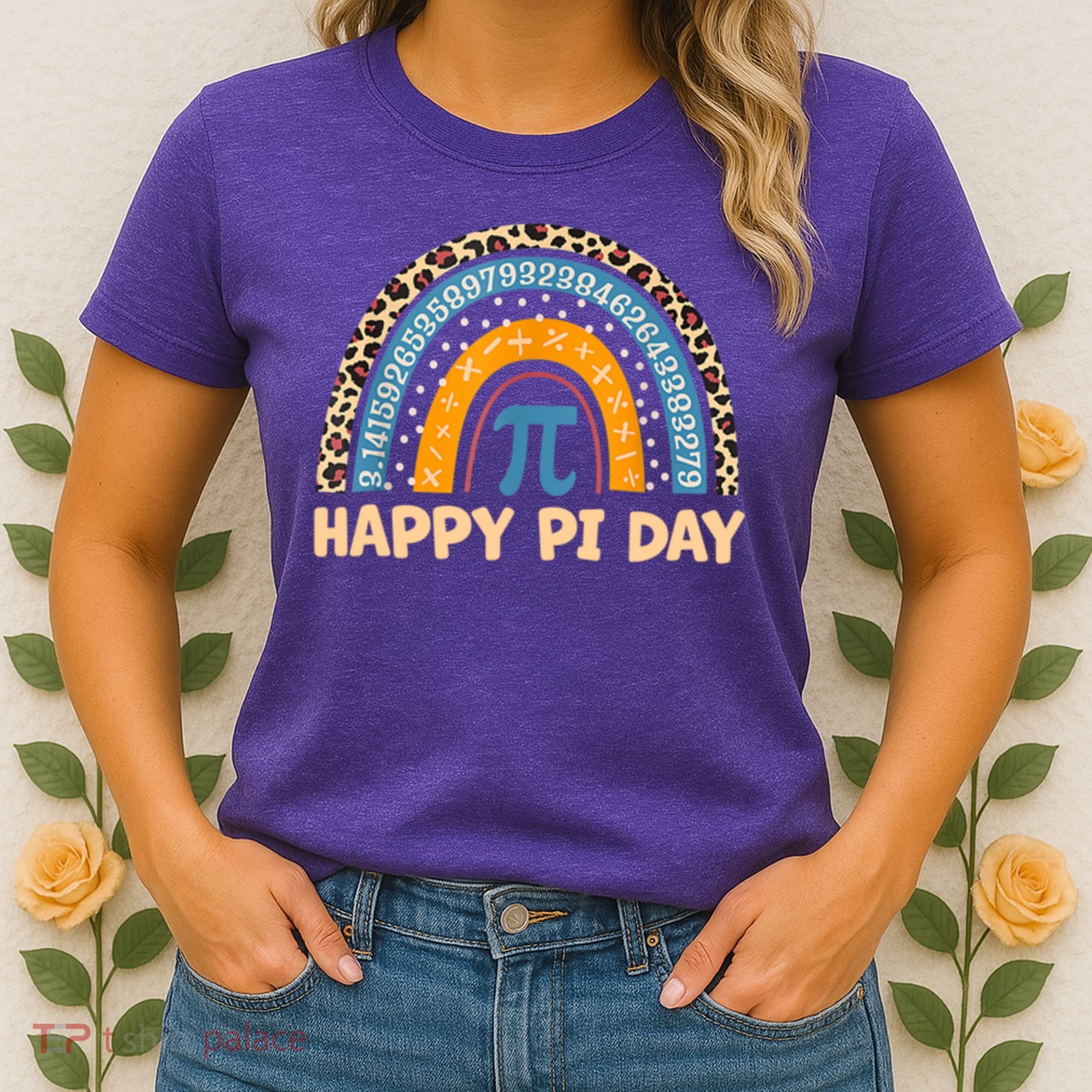 Happy Pi Day Leopard Rainbow Women's T-Shirt