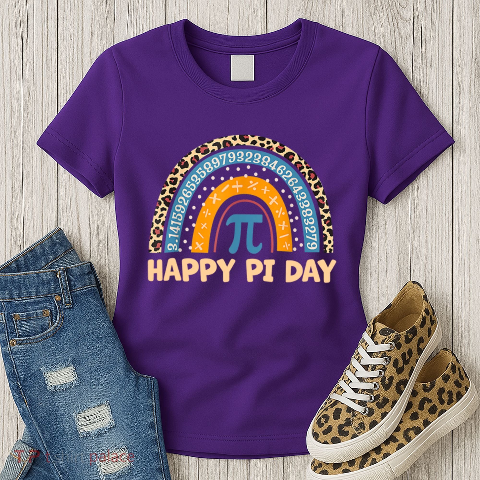 Happy Pi Day Leopard Rainbow Women's T-Shirt