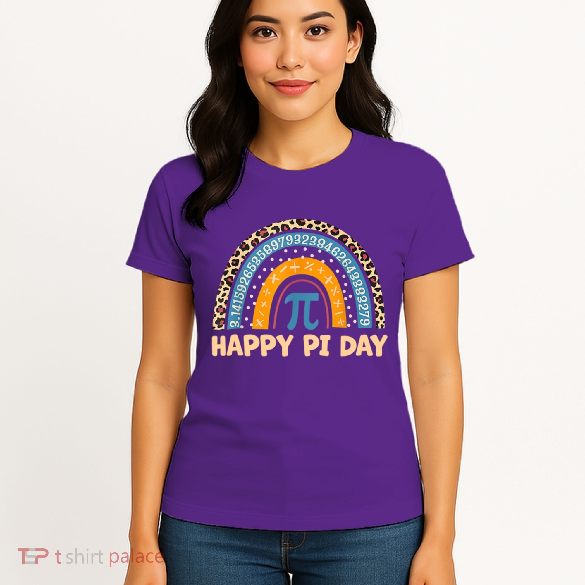 Happy Pi Day Leopard Rainbow Women's T-Shirt