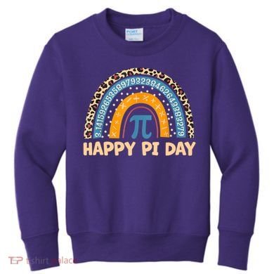 Happy Pi Day Leopard Rainbow Kids Sweatshirt