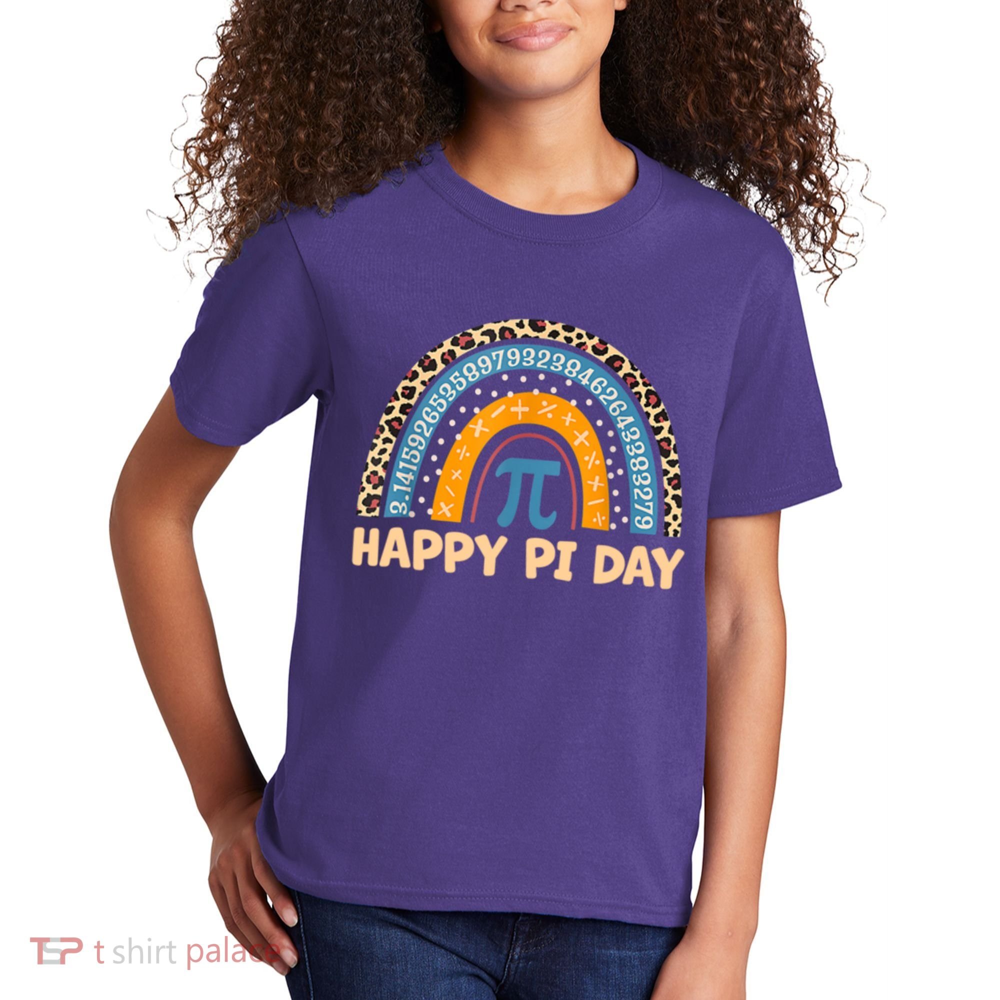 Happy Pi Day Leopard Rainbow Kids T-Shirt