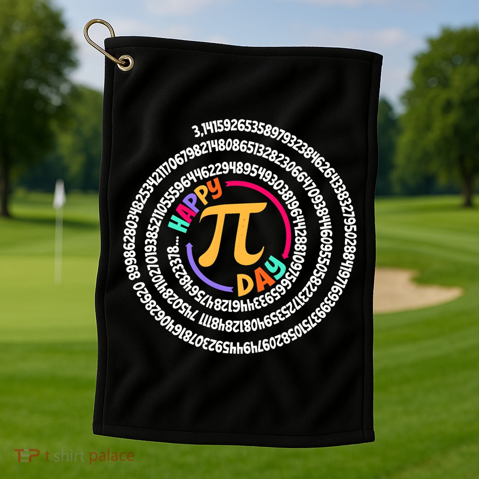 Happy Pi Day 3.14 Mathematic Math Teacher Gift Spiral Pi Day Golf Towel