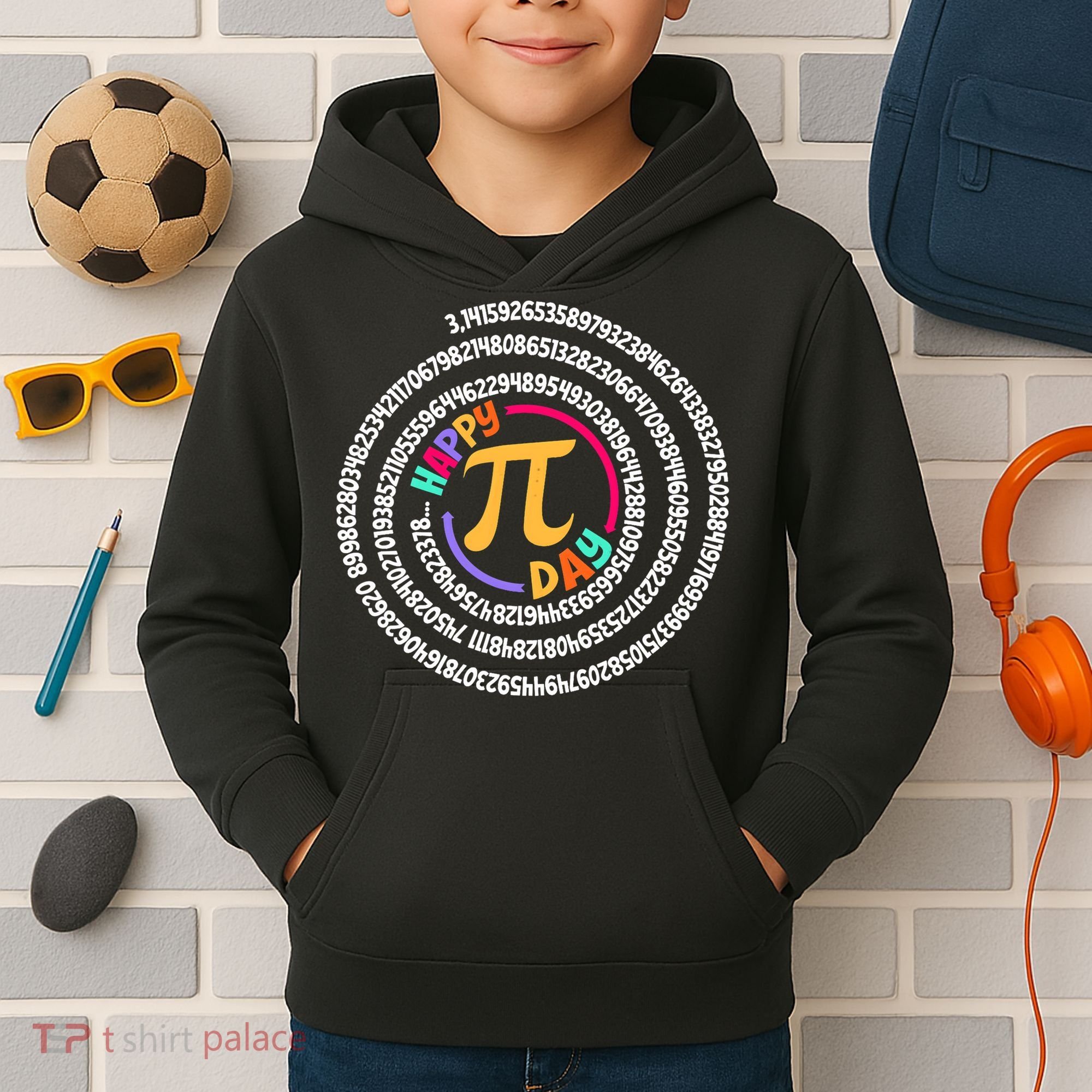 Happy Pi Day 3.14 Mathematic Math Teacher Gift Spiral Pi Day Kids Hoodie