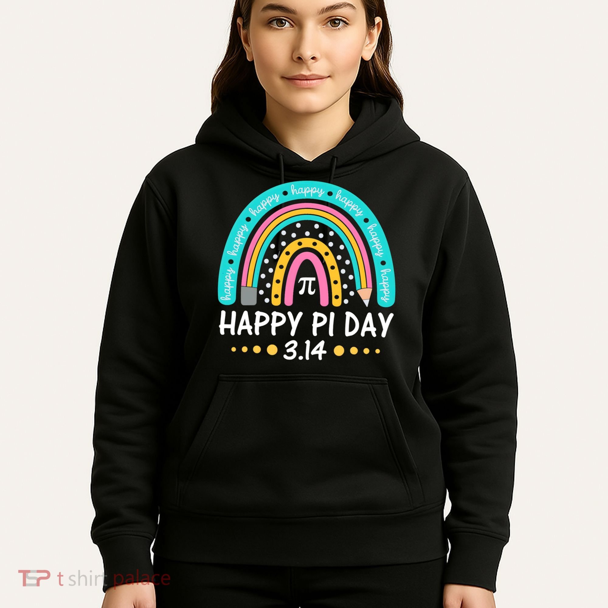 Happy Pi Day Mathematic Math Teacher Gift Rainbow Women Girl Hoodie