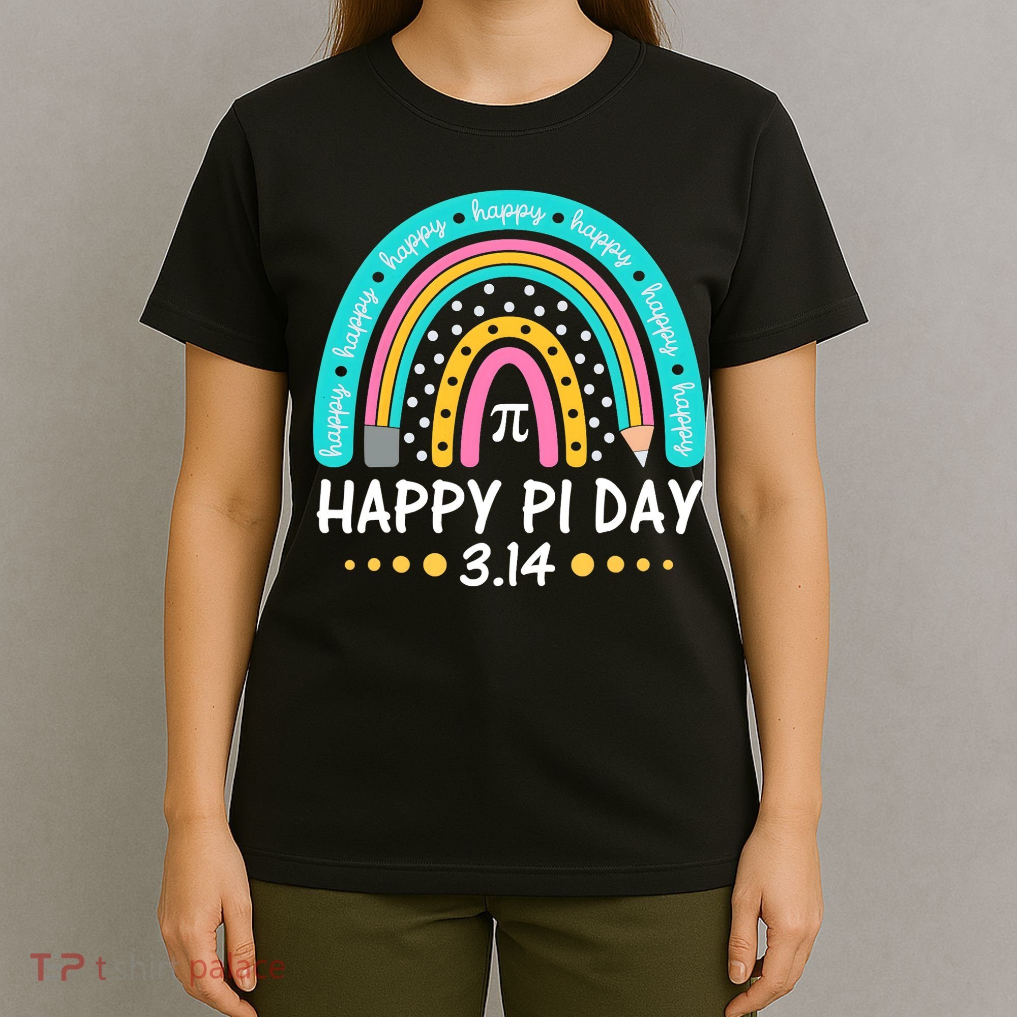 Happy Pi Day Mathematic Math Teacher Gift Rainbow Women Girl T-Shirt