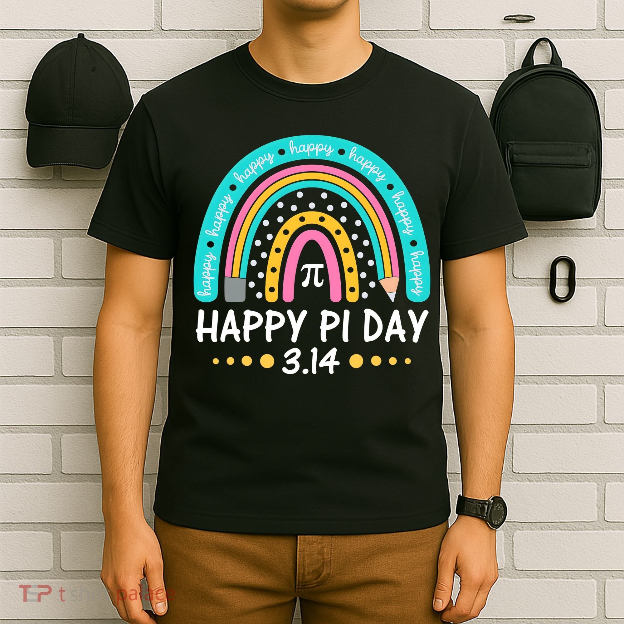 Happy Pi Day Mathematic Math Teacher Gift Rainbow Women Girl T-Shirt