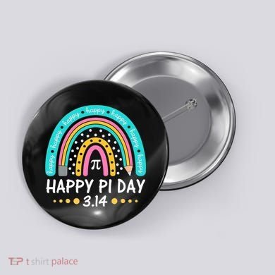 Happy Pi Day Mathematic Math Teacher Gift Rainbow Women Girl Button
