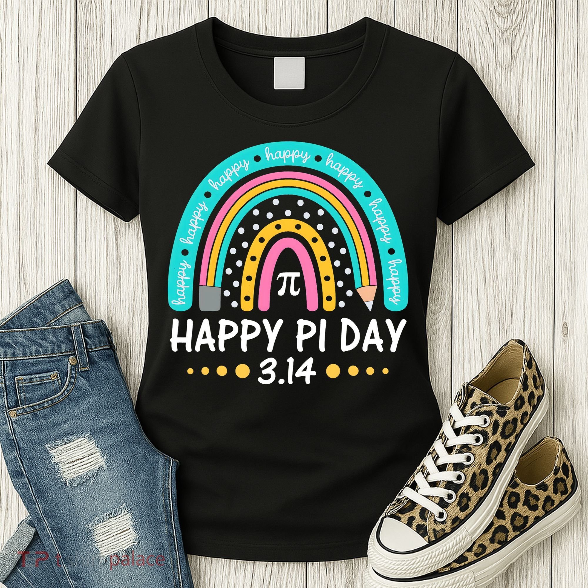 Happy Pi Day Mathematic Math Teacher Gift Rainbow Women Girl Women's T-Shirt
