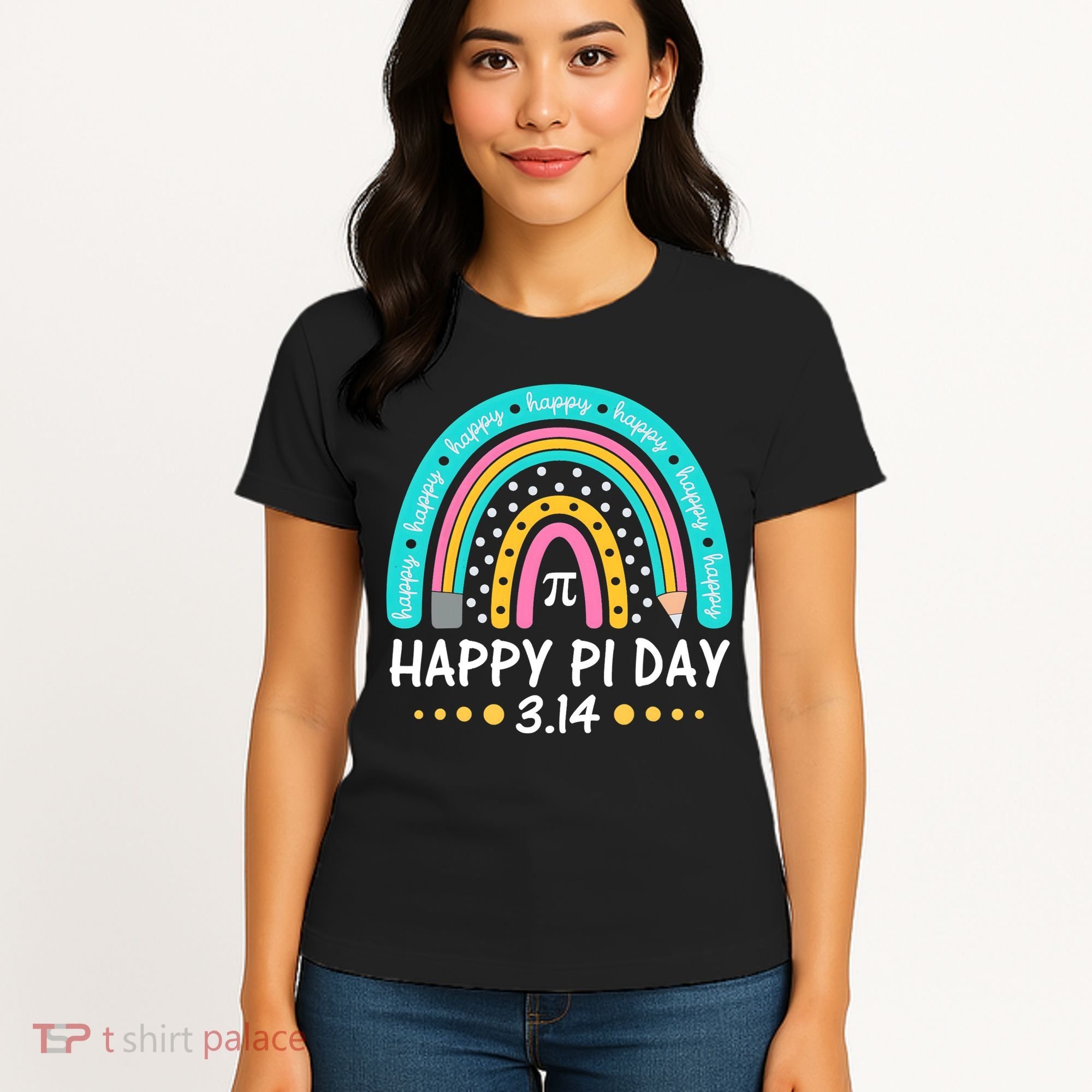 Happy Pi Day Mathematic Math Teacher Gift Rainbow Women Girl Women's T-Shirt