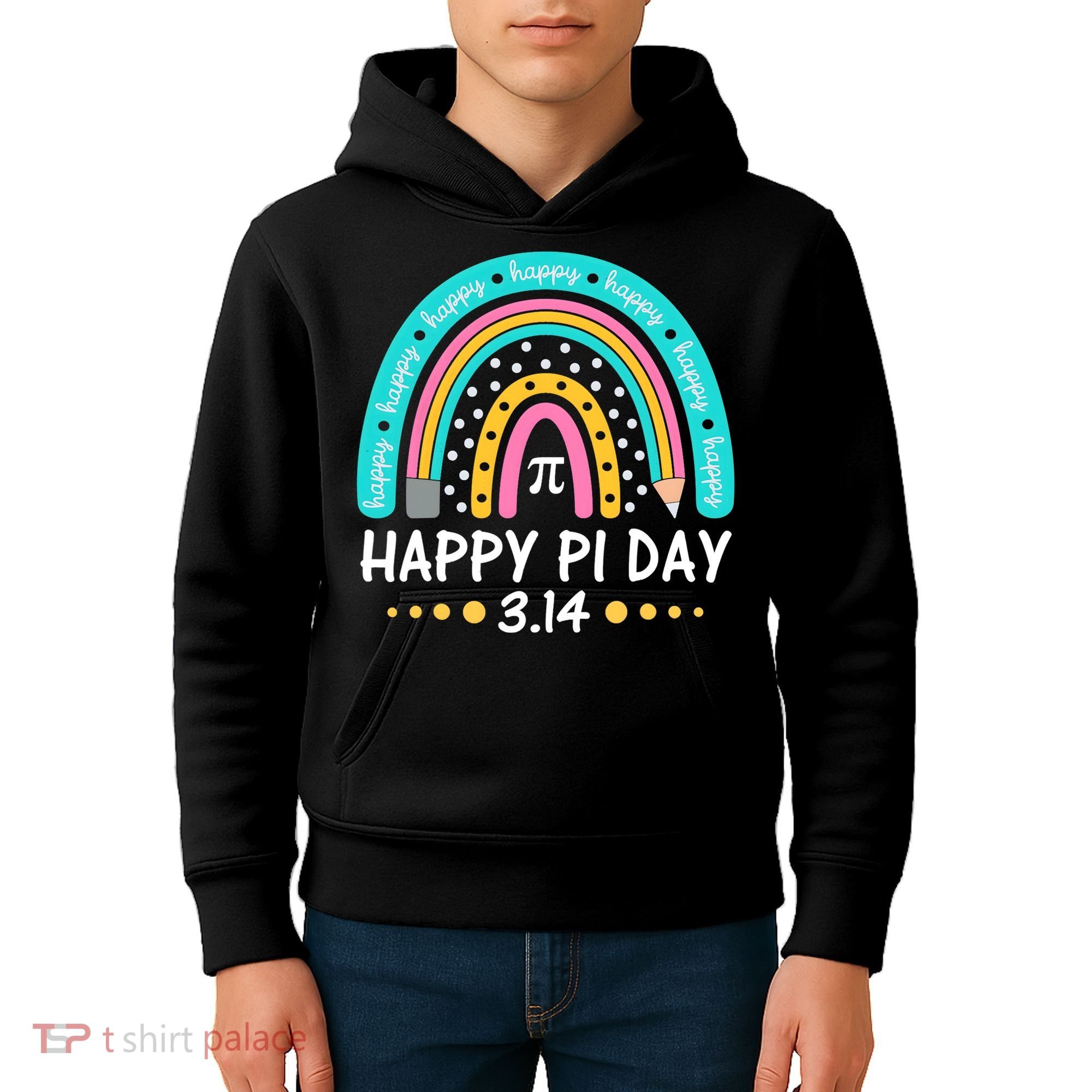Happy Pi Day Mathematic Math Teacher Gift Rainbow Women Girl Kids Hoodie