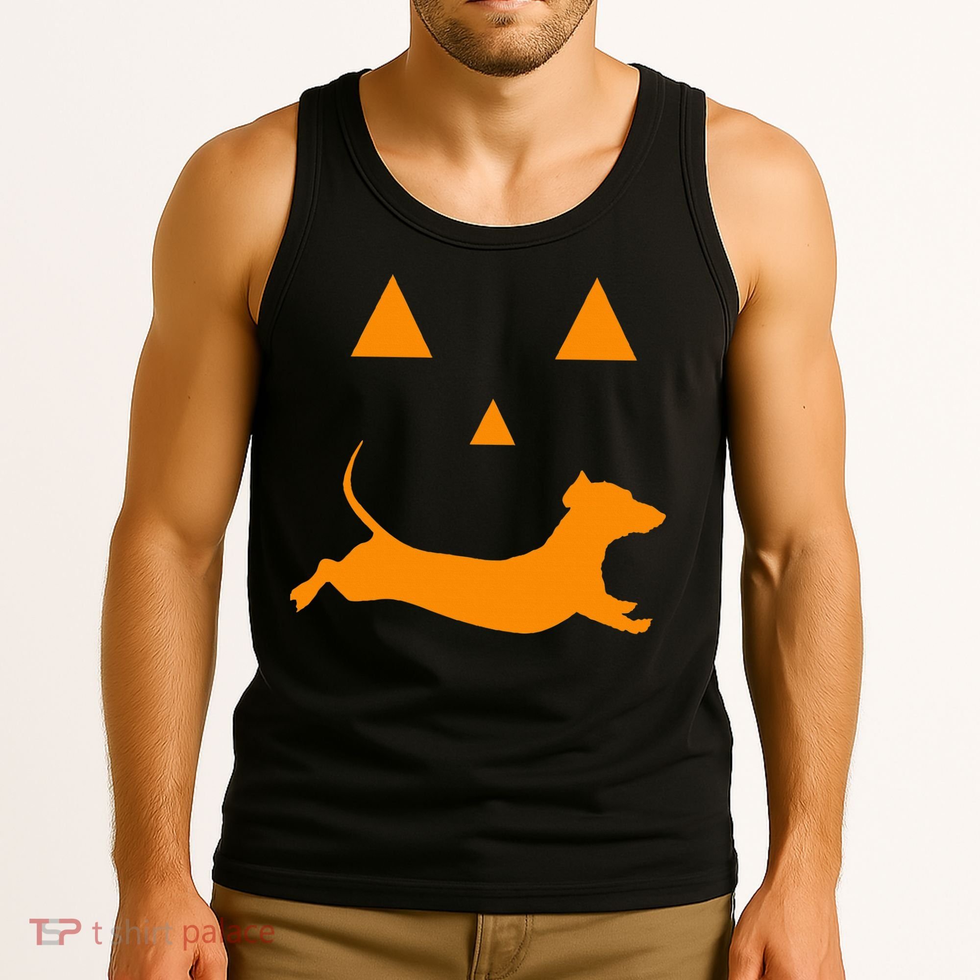 Halloween Pumpkin Dachshund Jackolantern Costume Tank Top