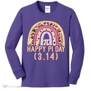 Happy Pi Day Rainbow March 14th Kids Long Sleeve Shirt
