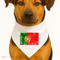 Happy Portugal Day Distressed Portugal Flag USA-Made Doggie Bandana thumb 1