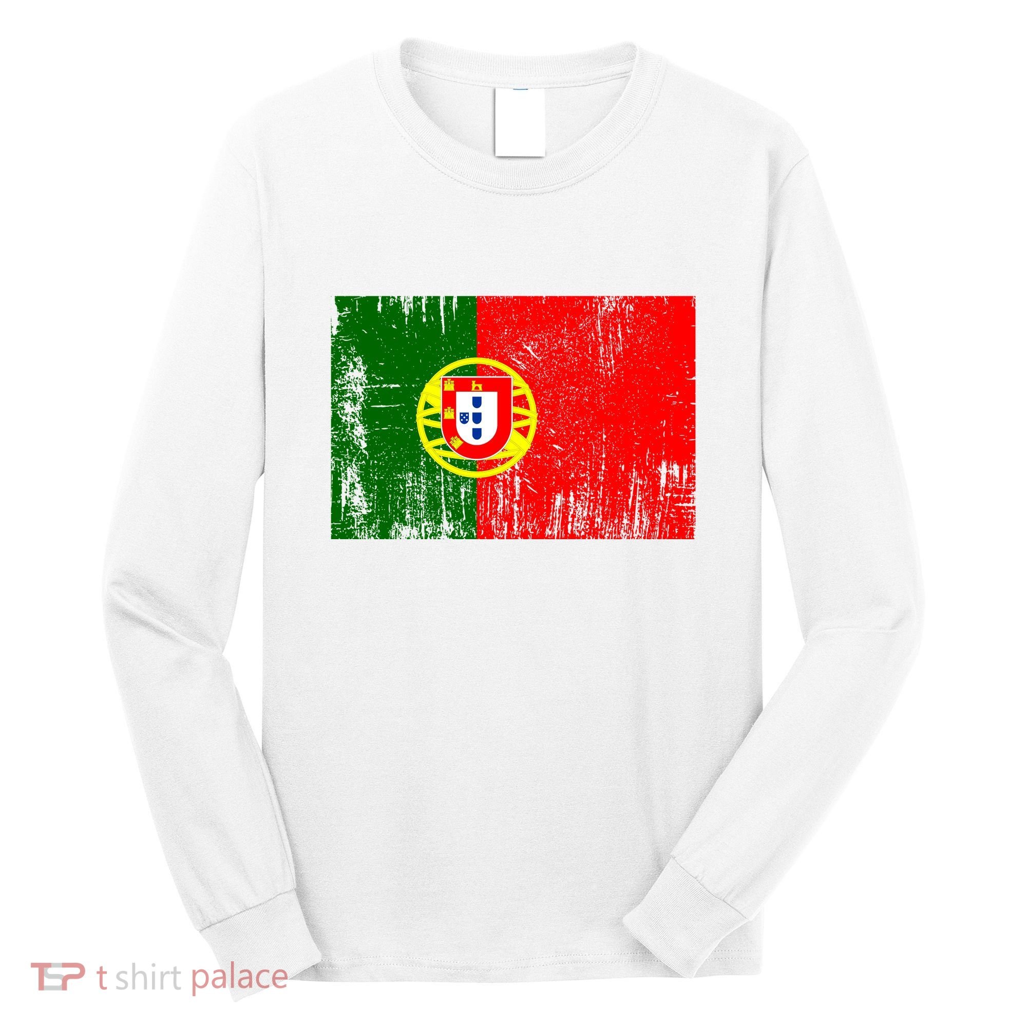 Happy Portugal Day Distressed Portugal Flag Long Sleeve Shirt